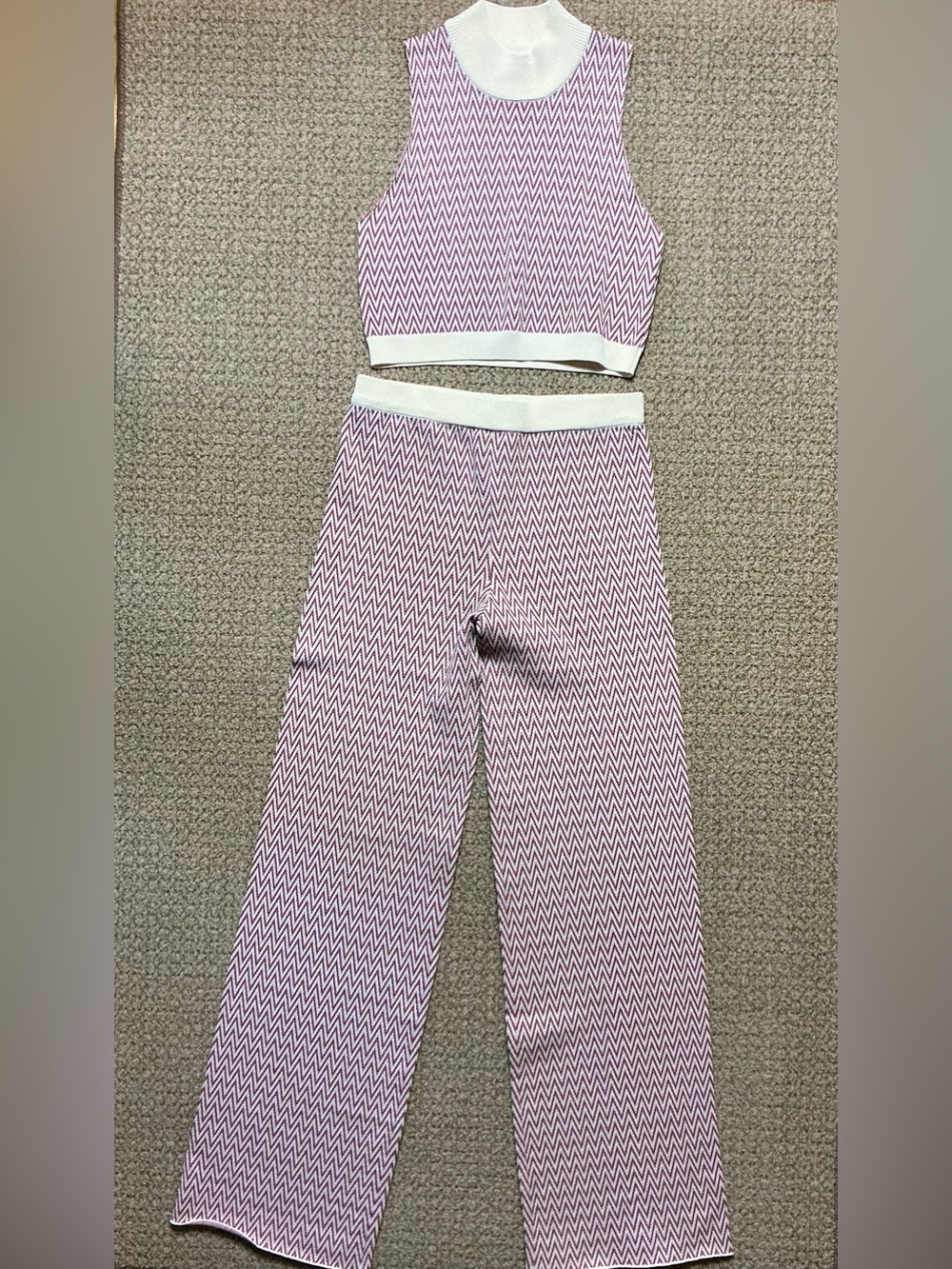 Forever 21 Pink and Cream Knit Two-Piece Set